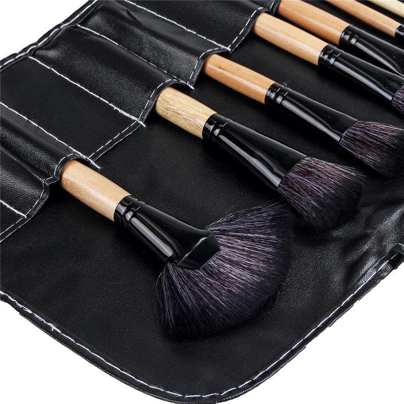 24 Pcs Makeup Brush Set Cosmetics Makeup Brush Kit With Leather Case Foundation Eyeliner Blending Concealer Mascara Eyeshadow Face Powder - MRSLM