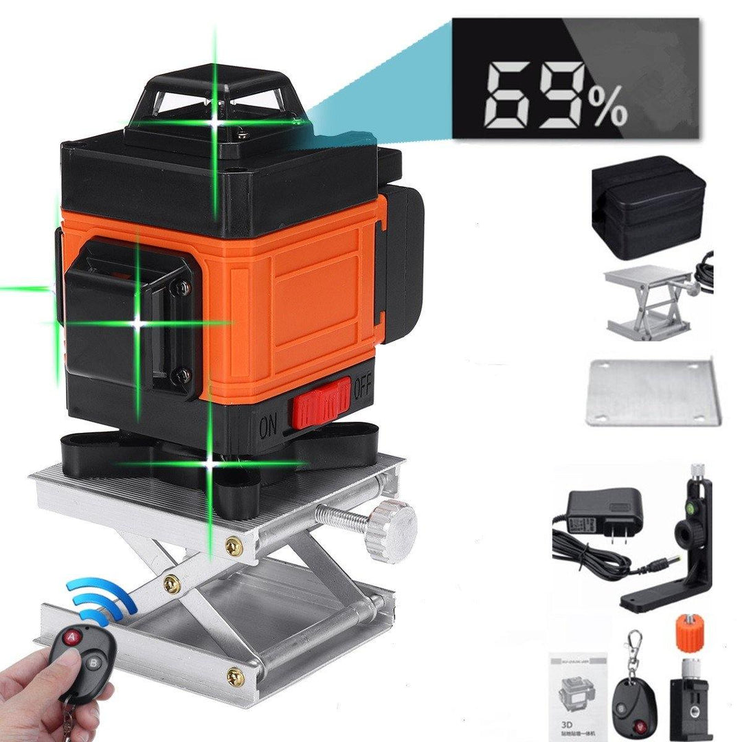 16 Lines 3D 360° Green Laser Level Self-Leveling Cross Line Horizontal LCD Tool - MRSLM