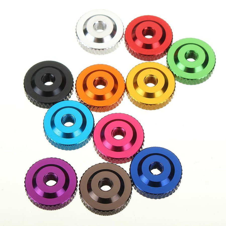 Suleve M3AN12 10Pcs M3 Knurled Thumb Nut w/ Collar Screw Spacer Washer Aluminum Alloy Multicolor - MRSLM