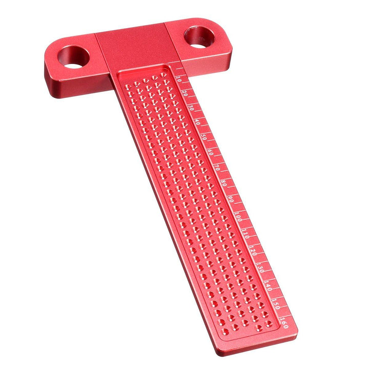 Drillpro Aluminium Alloy T-160 Hole Positioning Metric Measuring Ruler Woodworking Precision Marking Scriber - MRSLM