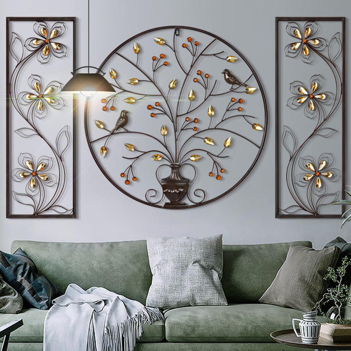 Brown Tree of Life Wall Hanging Art Picture Metal Iron Sculpture BIG 62cm Wall Decorative Art Kit Garden Home Office Decors - MRSLM