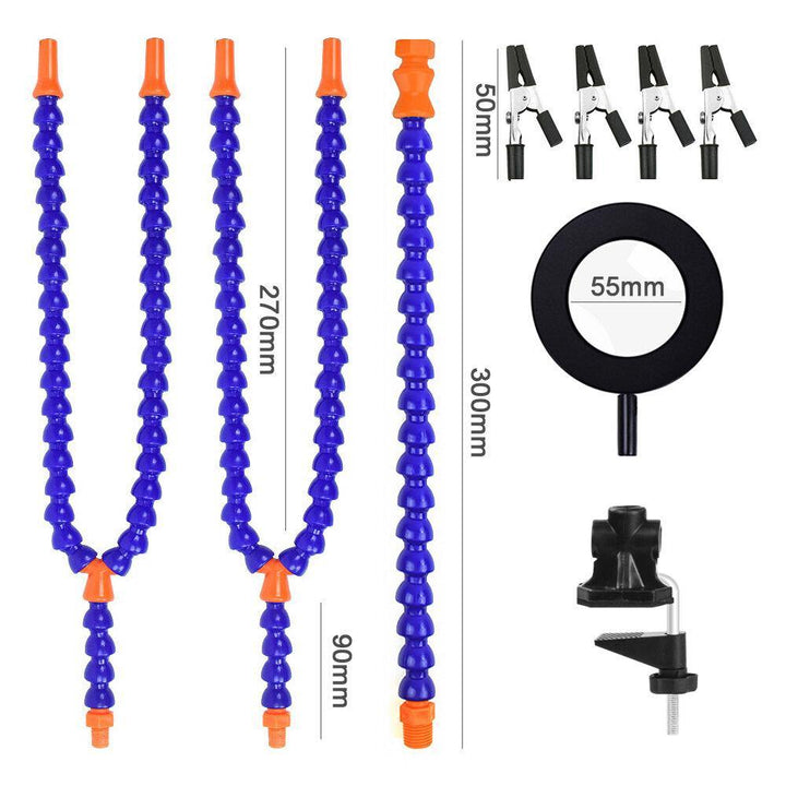 NEWACALOX Desk Clip PCB Soldering Holder 3X Magnifier 3 Colors Illuminated Lamp Welding Helping Hand Flexible Arm Soldering Third Hand Tool - MRSLM