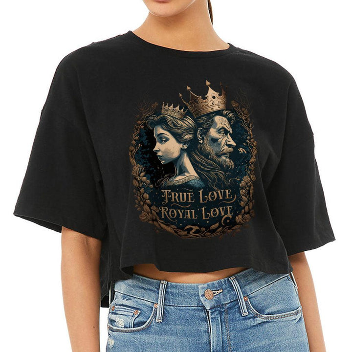 Royal Love Women's Crop Tee Shirt - Printed Cropped T-Shirt - Colorful Crop Top - MRSLM