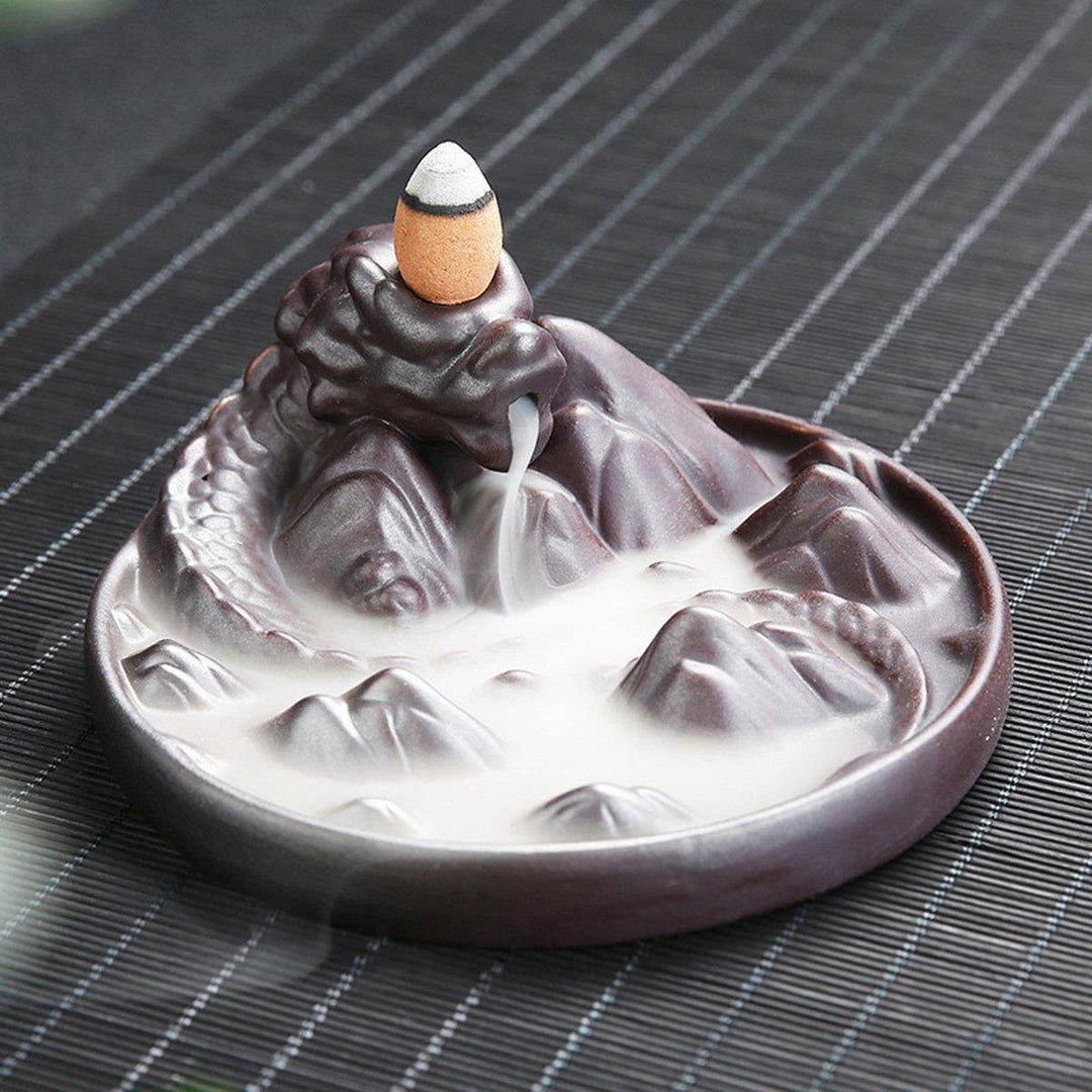 Backflow Incense Burner Holder Ceramic Zen Incense Waterfall Censer Base Decor - MRSLM