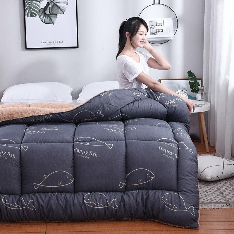 Blanket Warm Winter Quilt Soft Goose Down Full Size Comforter Thick Blanket for Home Textile Wool Filler - MRSLM