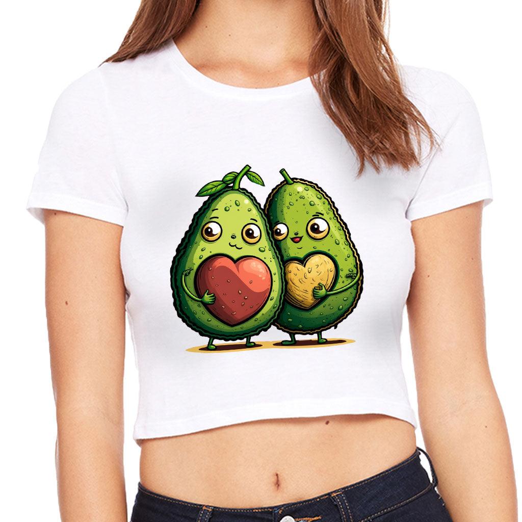 Avocado Women's Cropped T-Shirt - Love Couple Crop Top - Graphic Cropped Tee - MRSLM