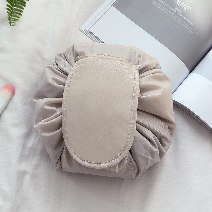 Polyester Solid Color Drawstring Cosmetic Bag Travel Portable Lazy Storage Bag - MRSLM