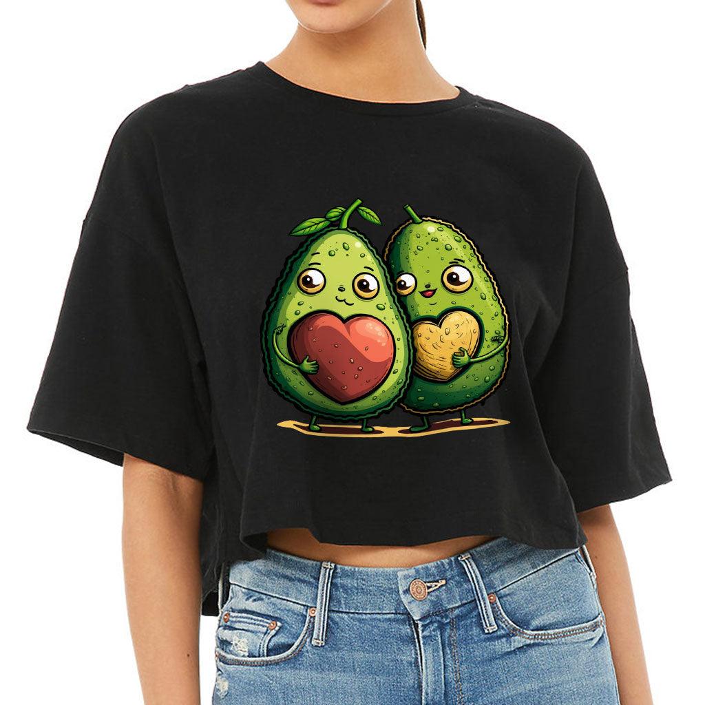 Avocado Women's Crop Tee Shirt - Love Couple Cropped T-Shirt - Graphic Crop Top - MRSLM