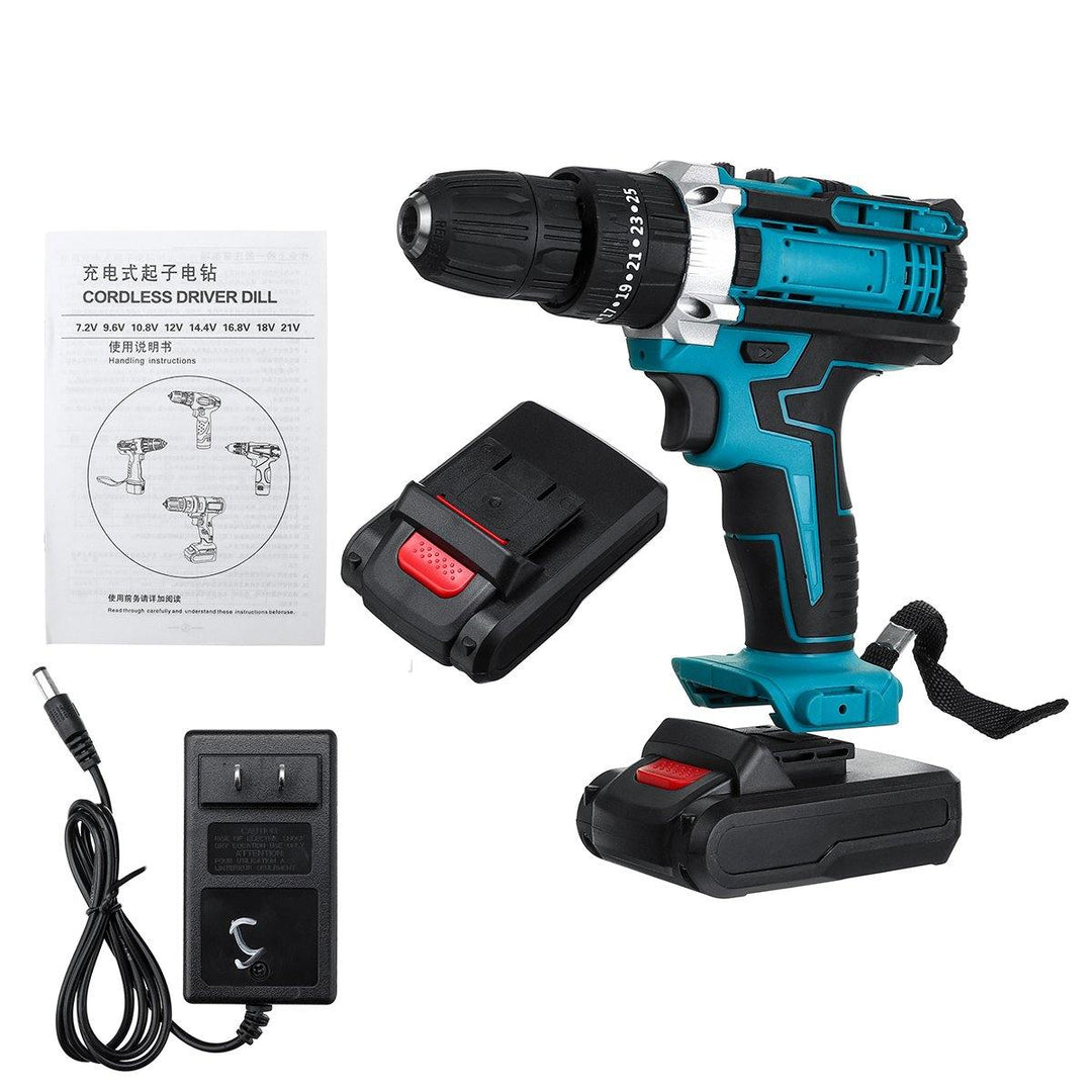 48V Electric Drill Driver Power Drills W/ 1 Or 2 Battery LED Light 18 + 2 Speed Forward/Reverse switch - MRSLM