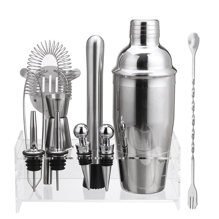 Stainless Steel Cocktail Shaker Set 11 Piece Kit Set For Pub Bar Home Party Tool - MRSLM