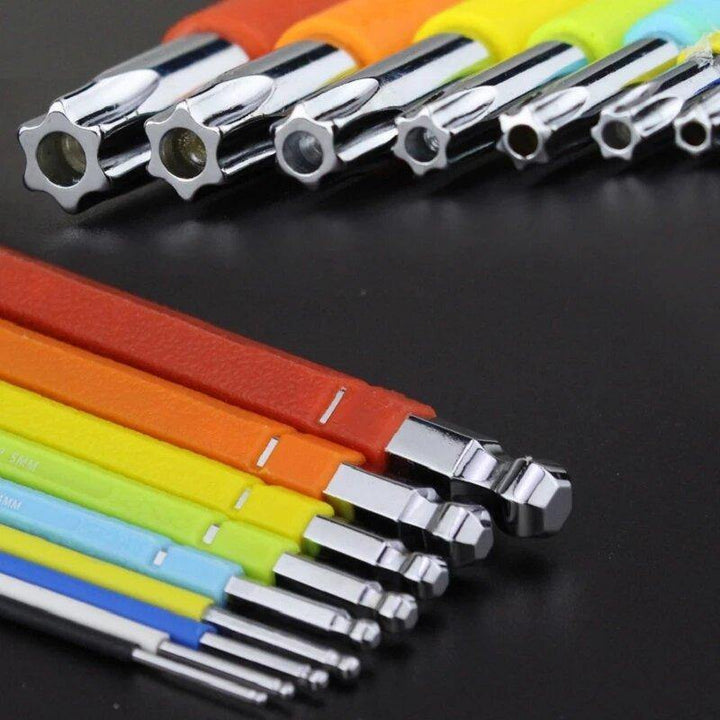 LAOA 9Pcs Inner Hex Wrench Set Colorful Ball-head Torx-head Hexagonal Combination Screwdriver - MRSLM