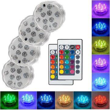 1/2/4Pcs LED RGB Submersible Swimming Pool Light Remote Underwater Pond Lamp Bulbs IP68 - MRSLM