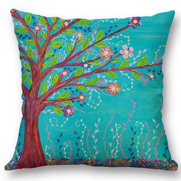 European Style Oil Painting Tree Cushion Cover Home Decor Throw Pillow Case - MRSLM