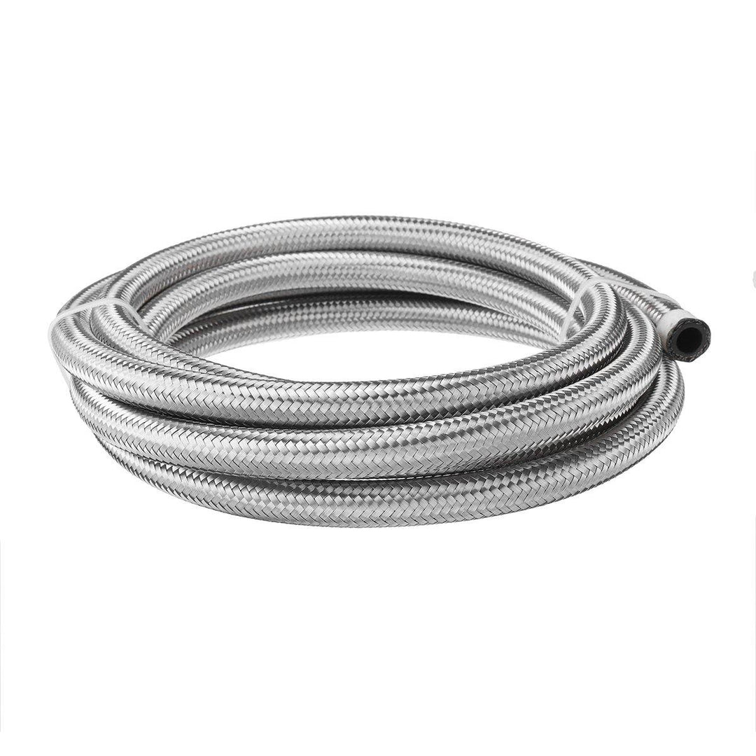 10FT AN4 AN6 AN8 AN10 Fuel Hose Oil Gas Line Pipe Stainless Steel Braided Silver - MRSLM