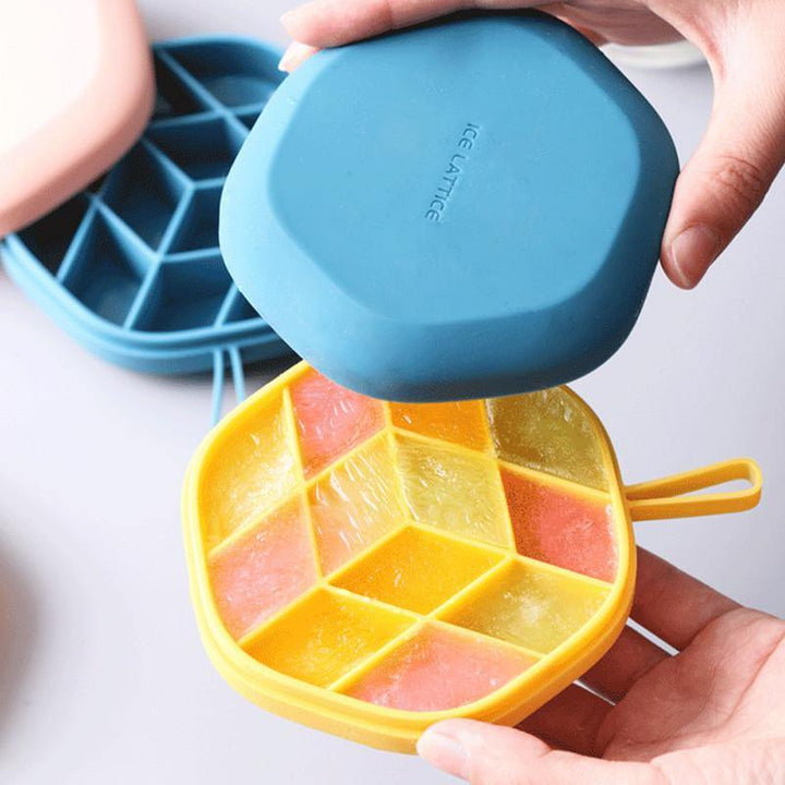 Silicone 12 Cavity Hexagon 3D Ice Mold DIY Popsicle Mould Ice Cream Makers Storage Box - MRSLM