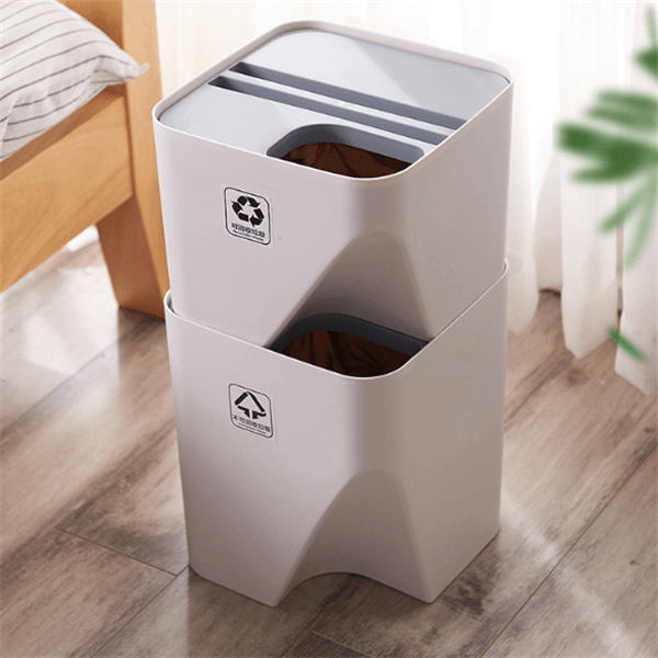 Kitchen Trash Can Recycle Bin Stacked Sorting Trash Bin Household Dry And Wet Separation Waste Bin Rubbish Bin for Bathroom - MRSLM