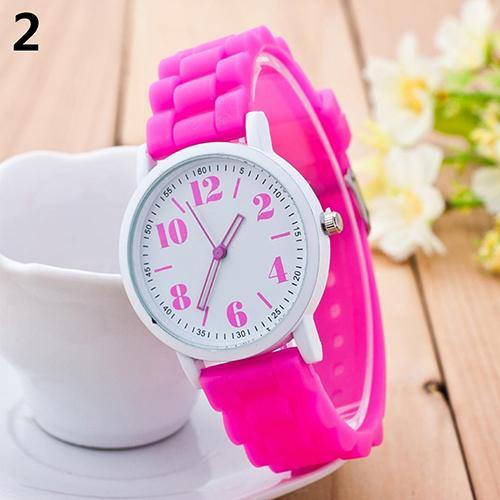 Kids Girls' Fashion Silicone Strap Arabic Number Sport Casual Quartz Wrist Watch - MRSLM