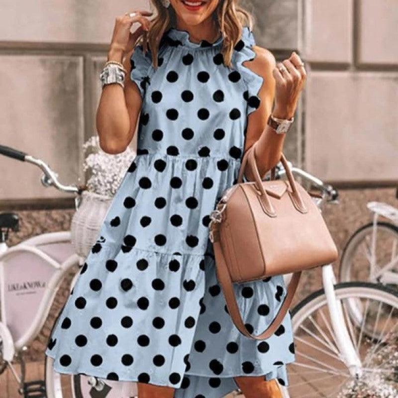 Women's long sleeve dress with printed round neck - MRSLM