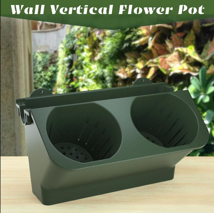 Stackable Flower Pot Wall Hanging Vertical Planter Succulent Plants Bonsai Vase Garden Home Decoration (Green Single hole basin) - MRSLM