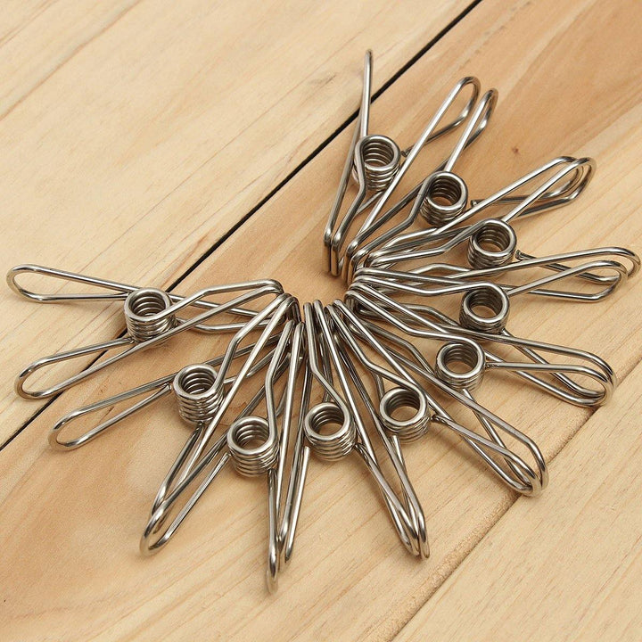 10Pcs Stainless Steel Clothes Pegs Hanging Pin Laundry Windproof Clips Home Clamps Clothespins - MRSLM