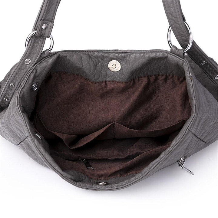 Washed Soft Leather Women's Large-capacity Handbag - MRSLM