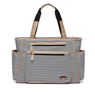 Hand-carrying Mummy bag, shoulder bag, striped fashion mother-in-law multi-function Mummy bag - MRSLM