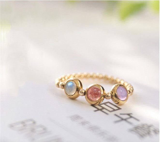 Crystal strawberry crystal transfer bead ring - MRSLM