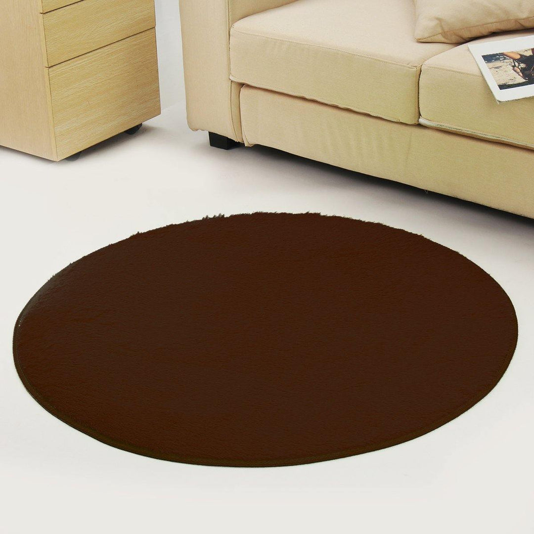 Round Anti Skid Fluffy Shaggy Area Rug Dining Room Home Table Carpet Floor Mat - MRSLM