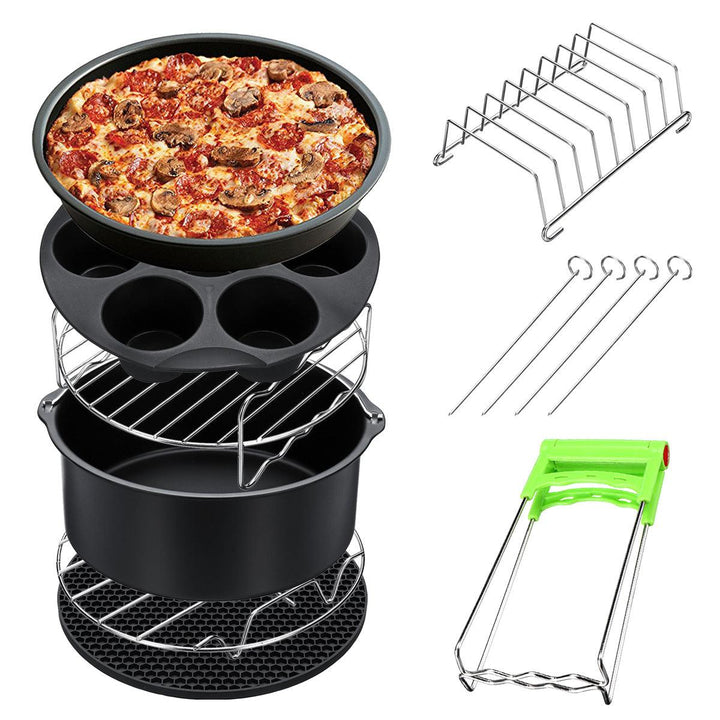 8Pcs 8 Inch Air Fryer Accessories Set Chips Dish Baking Pizza Pan Kitchen Toolss 5.2~5.8QT - MRSLM