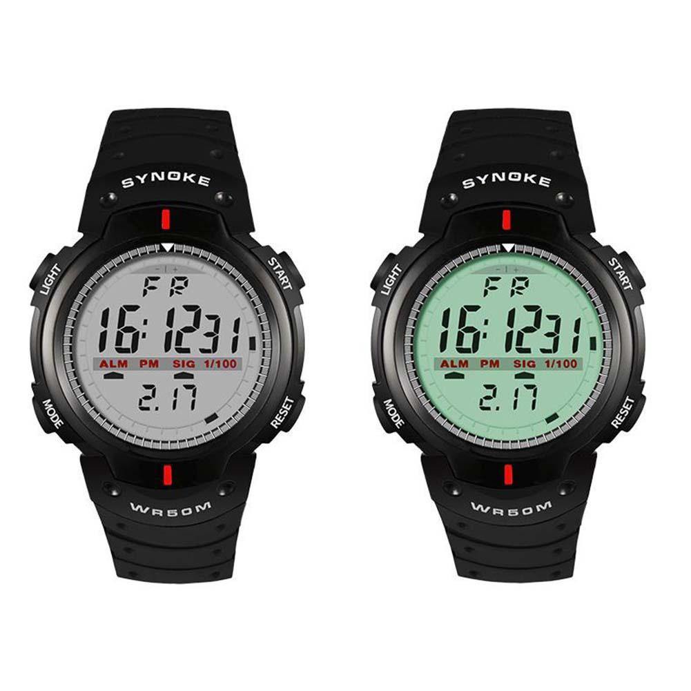 Fashion Men Outdoor Sport Luminous Week Date Alarm Digital Wrist Watch - MRSLM