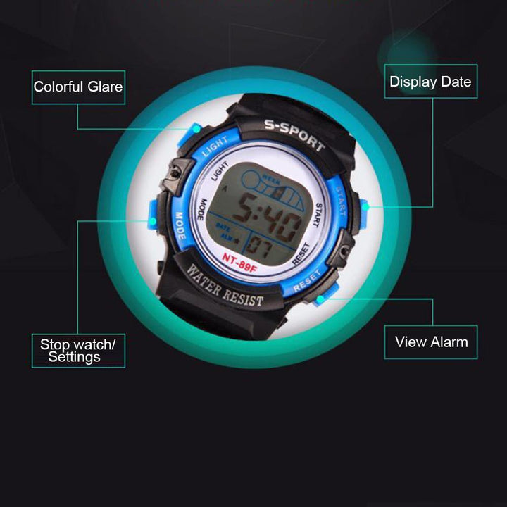 Multi-functional Children Sports Luminous LED Digital Date Alarm Wrist Watch - MRSLM