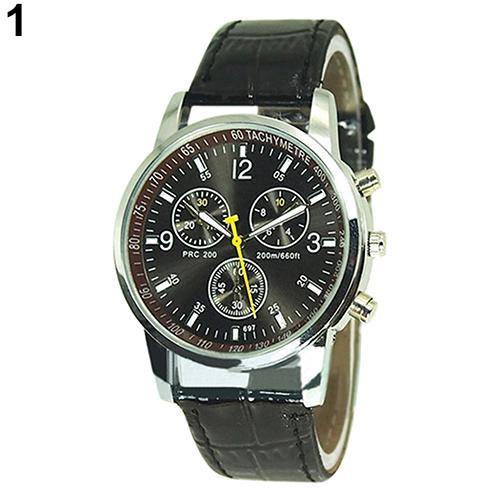 Lady Fashion Casual Faux Leather Round Dial Arabic Numerals Quartz Wrist Watch - MRSLM
