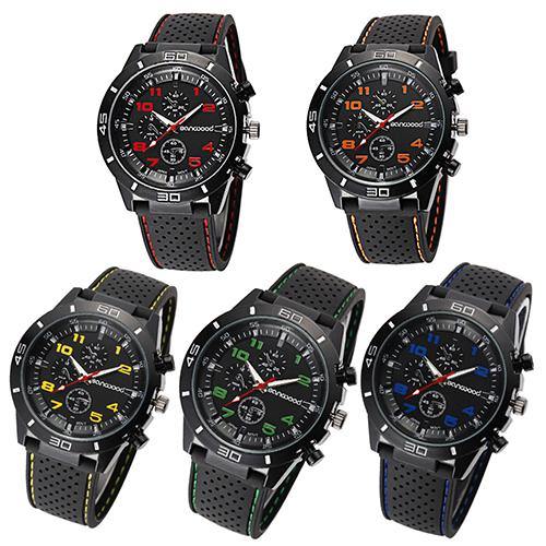 Men's Fashion Silicone Band Decorative Dials Sports Analog Quartz Wrist Watch - MRSLM