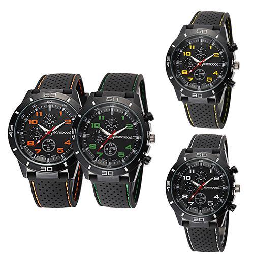 Men's Fashion Silicone Band Decorative Dials Sports Analog Quartz Wrist Watch - MRSLM