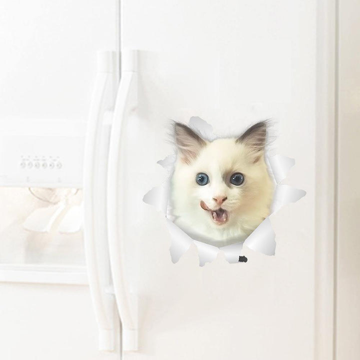 3D Cute Cat Wall Art Sticker Bathroom Toilet Lid Cover Decal Home Office Decor - MRSLM