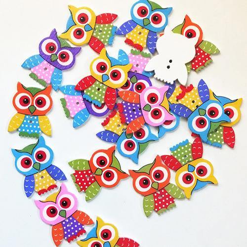 20Pcs 2 Holes Cartoon Owl Pattern Wooden Buttons For Sewing Sewing DIY Scrapbook - MRSLM