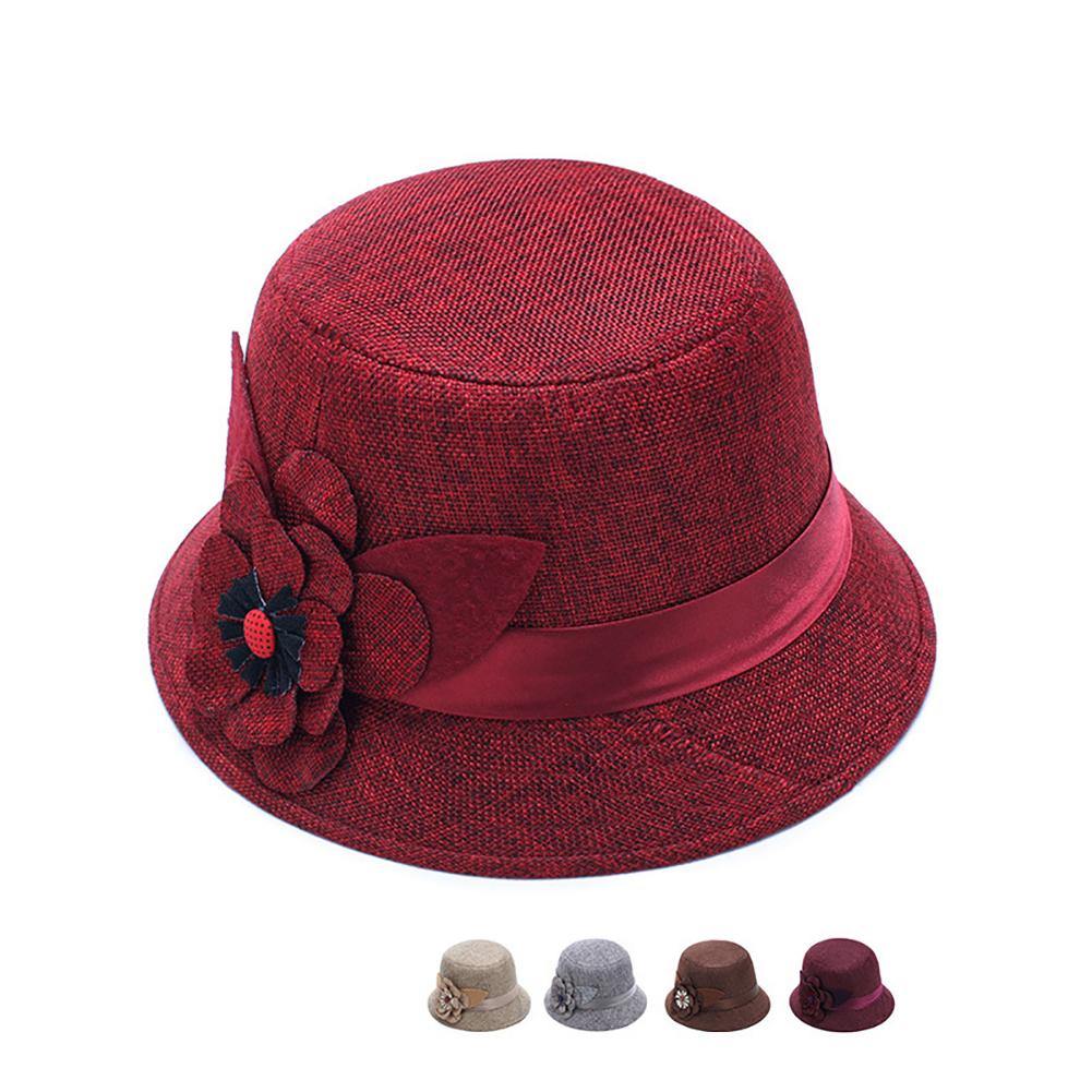 Retro Spring Summer Flower Linen Wide Brim Cocktail Party Travel Ladies Hat Gift - MRSLM