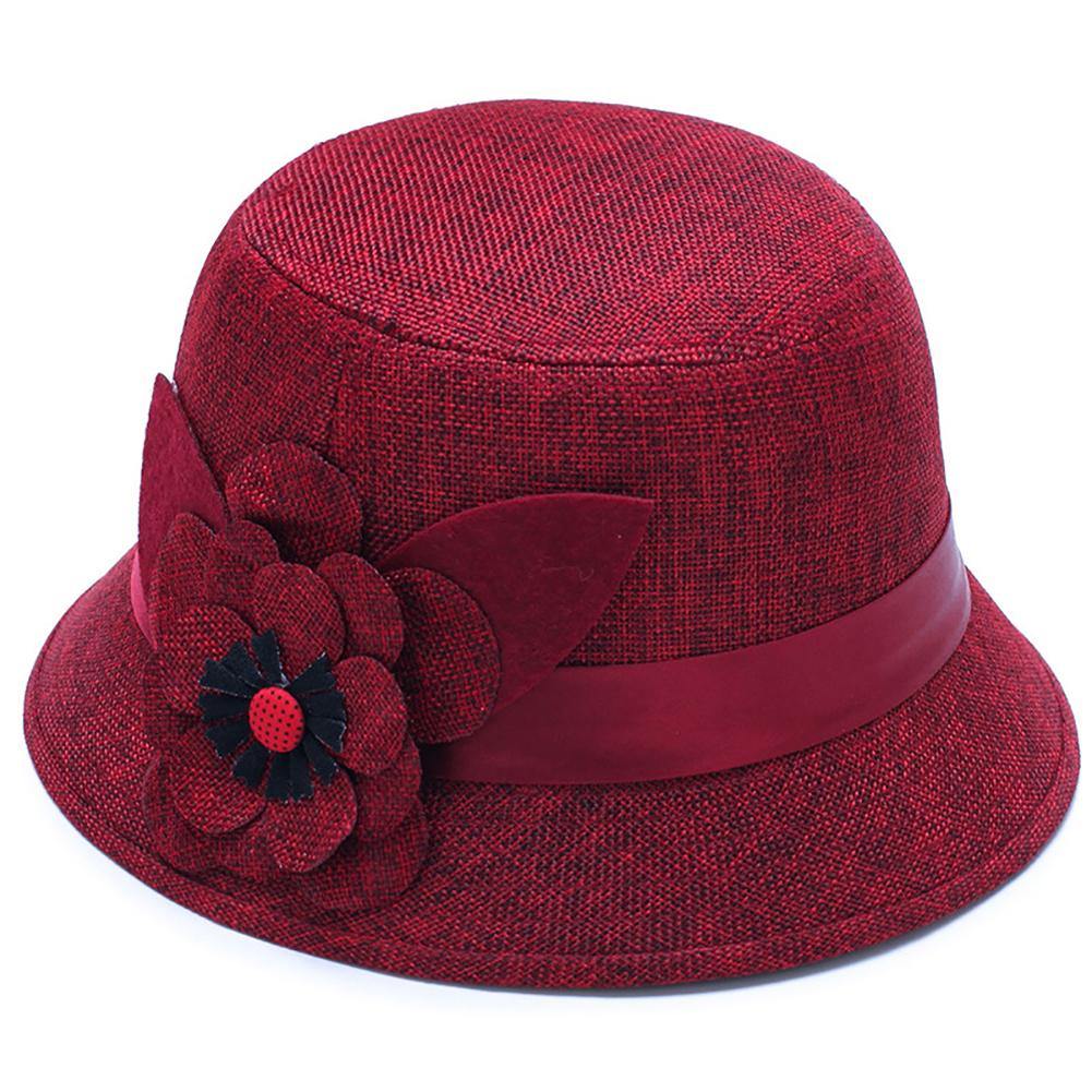 Retro Spring Summer Flower Linen Wide Brim Cocktail Party Travel Ladies Hat Gift - MRSLM