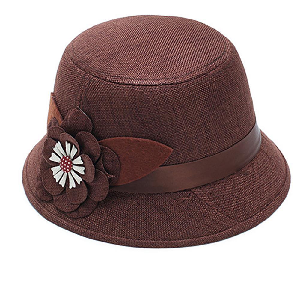 Retro Spring Summer Flower Linen Wide Brim Cocktail Party Travel Ladies Hat Gift - MRSLM