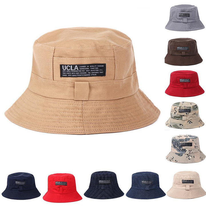 Women Men Outdoor Letters Print Soft Canvas Summer Sun Shade Cap Bucket Hat - MRSLM