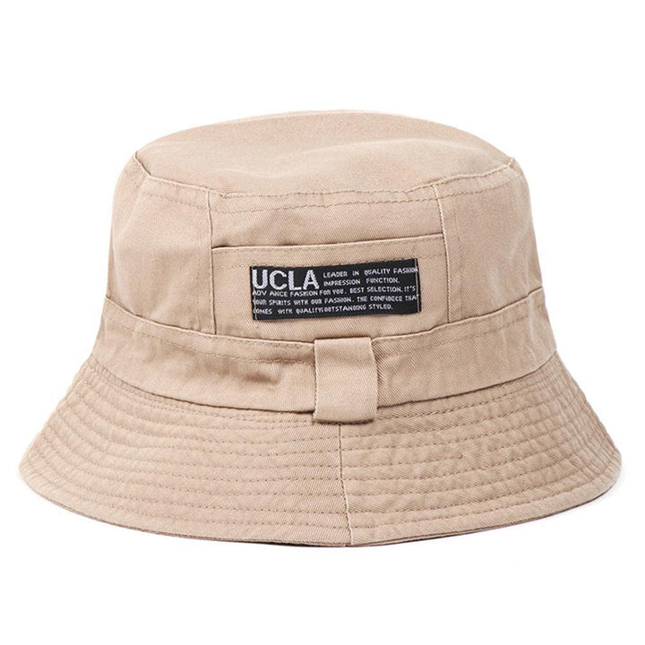 Women Men Outdoor Letters Print Soft Canvas Summer Sun Shade Cap Bucket Hat - MRSLM