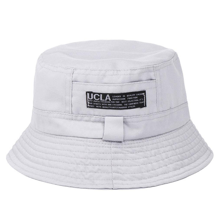 Women Men Outdoor Letters Print Soft Canvas Summer Sun Shade Cap Bucket Hat - MRSLM