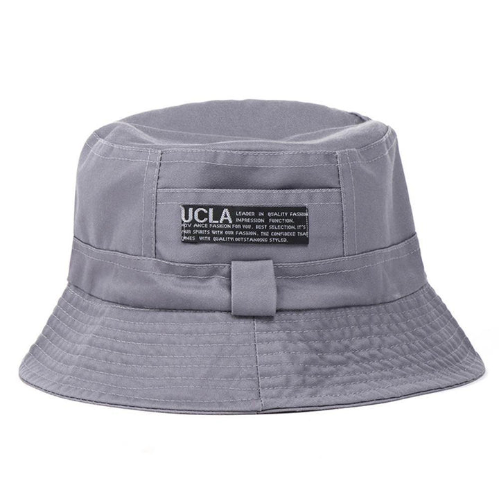 Women Men Outdoor Letters Print Soft Canvas Summer Sun Shade Cap Bucket Hat - MRSLM