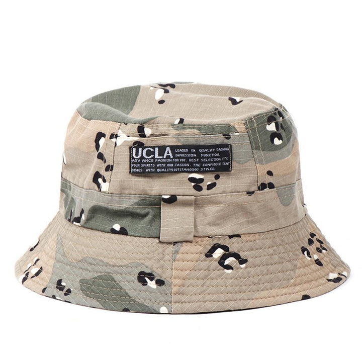 Women Men Outdoor Letters Print Soft Canvas Summer Sun Shade Cap Bucket Hat - MRSLM