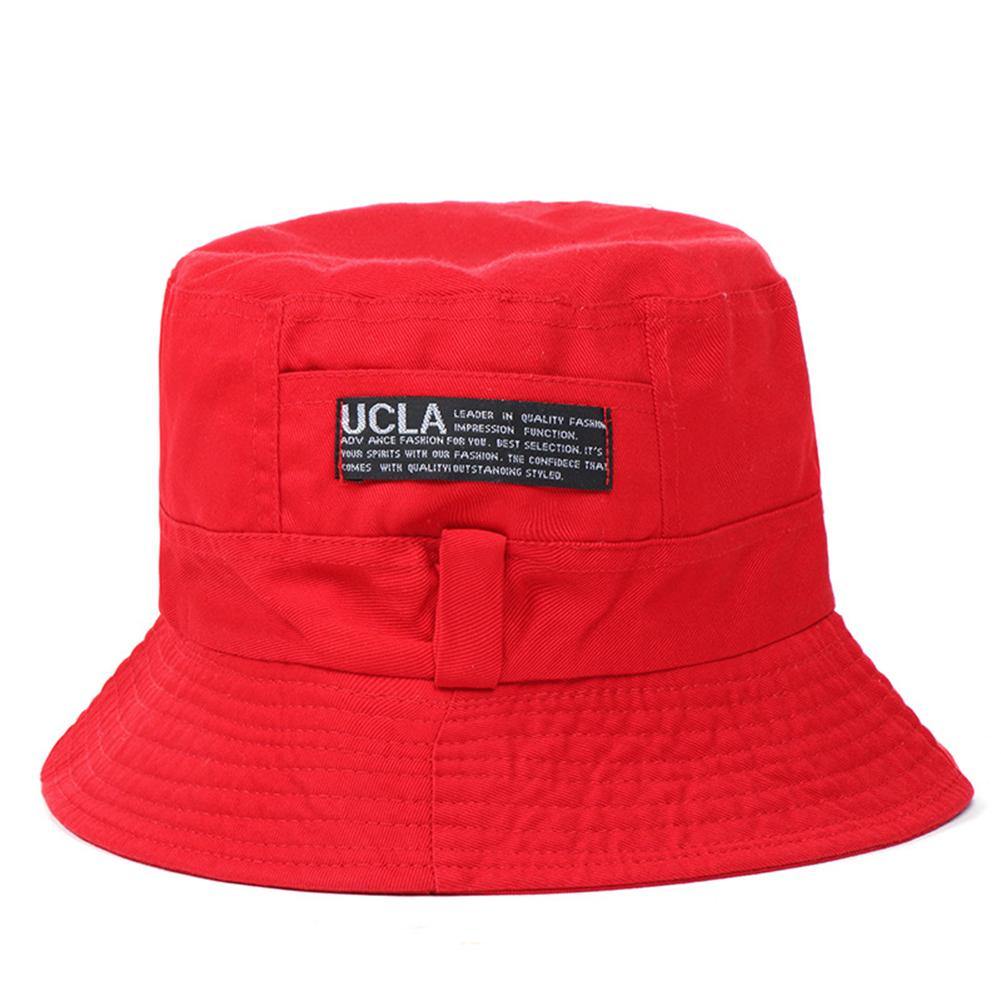 Women Men Outdoor Letters Print Soft Canvas Summer Sun Shade Cap Bucket Hat - MRSLM