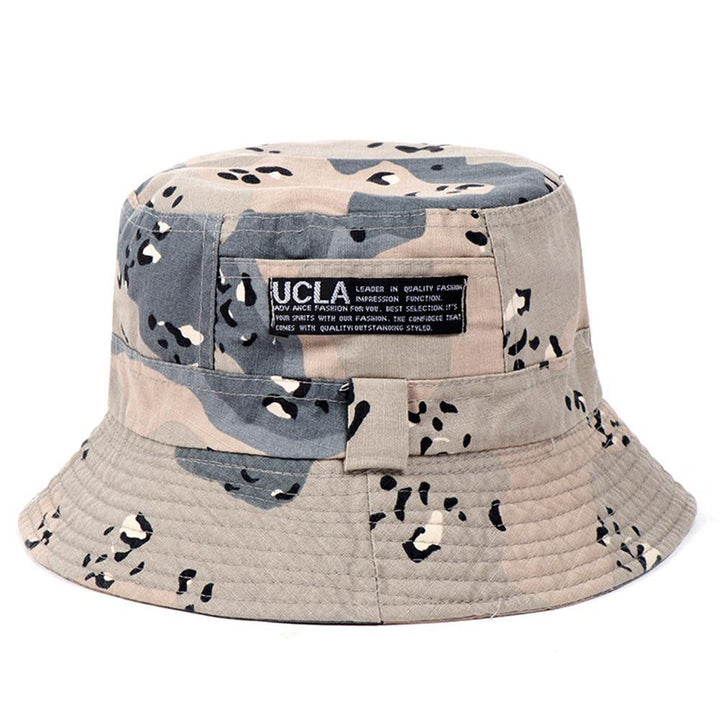 Women Men Outdoor Letters Print Soft Canvas Summer Sun Shade Cap Bucket Hat - MRSLM