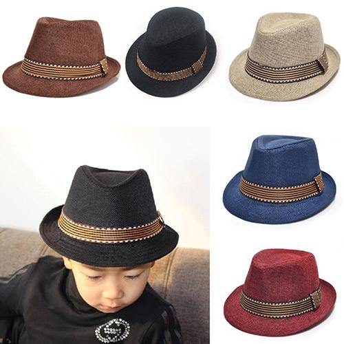 Unisex Kids' Fashion Cool Jazz Pitched Crown Short Brim Hat Cap Fedora Hat - MRSLM