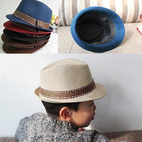 Unisex Kids' Fashion Cool Jazz Pitched Crown Short Brim Hat Cap Fedora Hat - MRSLM