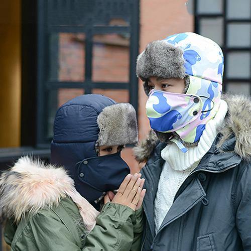 Fashion Men Women Winter Warm Trapper Ear Flap Ushanka Hat with Wind Proof Mask - MRSLM