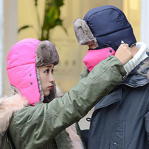 Fashion Men Women Winter Warm Trapper Ear Flap Ushanka Hat with Wind Proof Mask - MRSLM